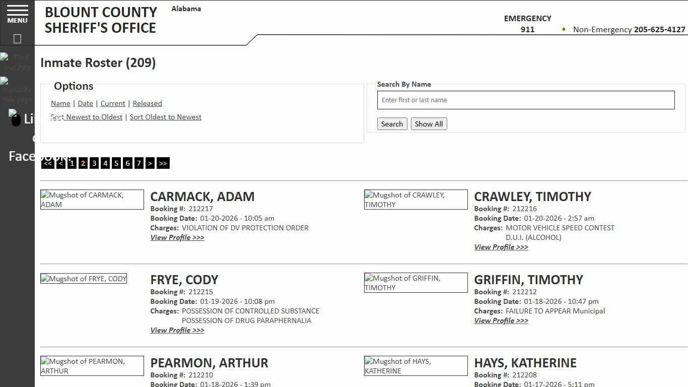 Inmate Roster - Page 2 Current Inmates Booking Date Descending - Blount County Sheriff AL
